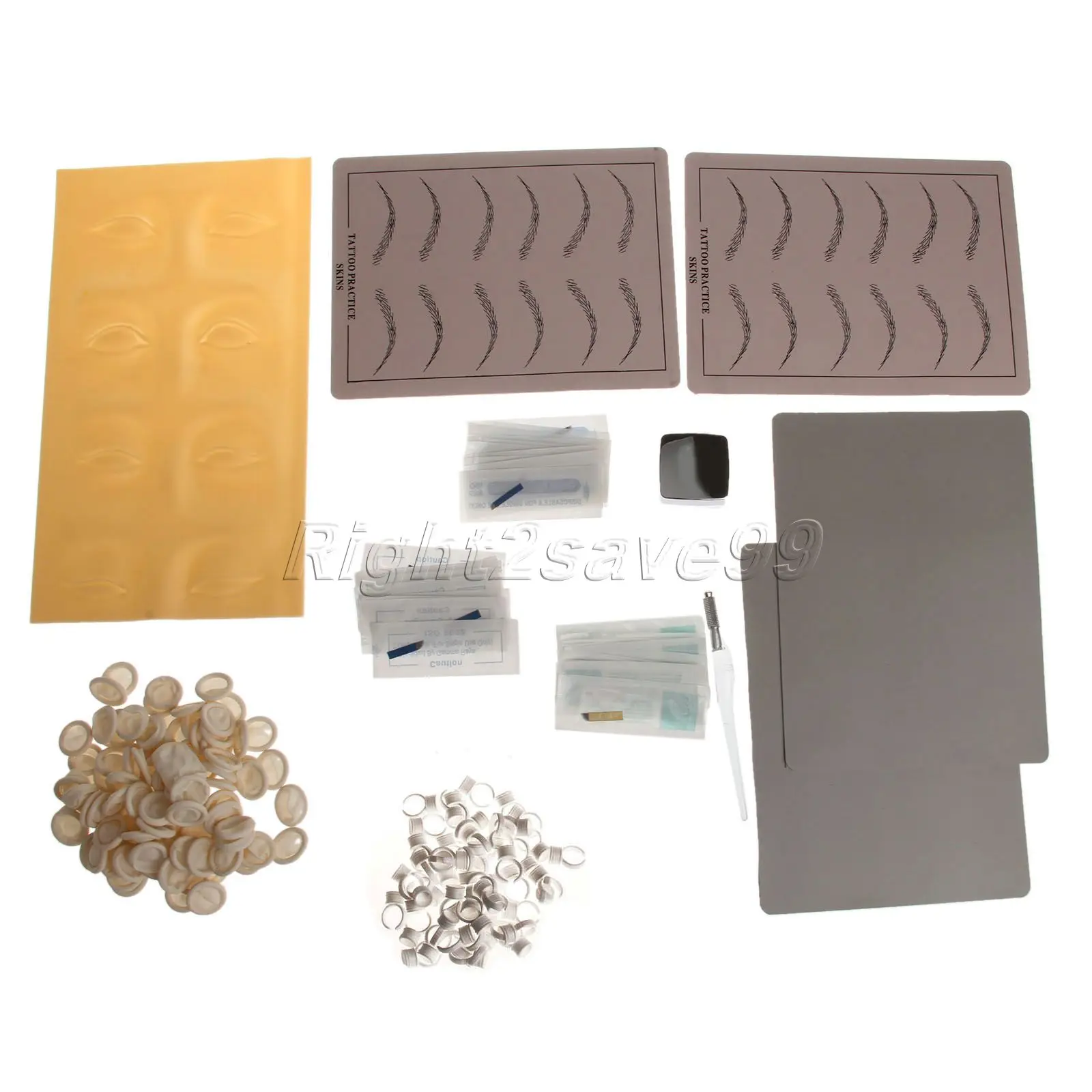 

Permanent Makeup Eyebrow Manual PCD Pen Kits 12pin 14pin 18pin Tattoo Needles Practice Skin Black Coffee Ink Inkring Finger Glov