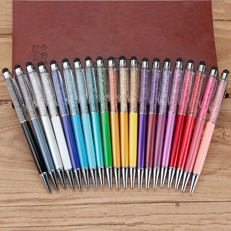

Crystal diamond pen multi-color handwritten capacitive pen touch screen pen advertising gift metal ballpoint pen