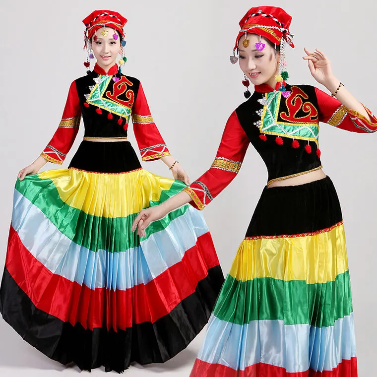 

Chinese folk dance costumes Hmong Miao dance clothing big swing Yi ethnic minority Miao Dong stage clothing performance clothing