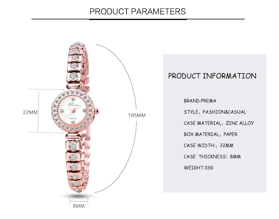PREMA, женские часы, роскошный браслет, часы, розовое золото, стразы, кварцевые наручные часы, женские часы, relogio feminino, наручные часы