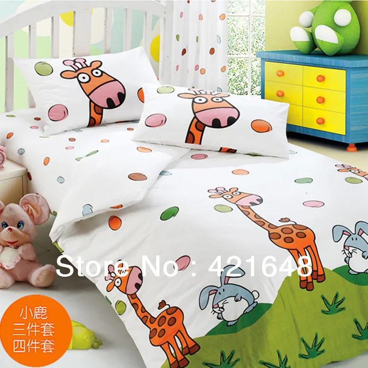 Free Shipping Cartoon Kid Giraffe Bedding Set 100 Cotton Stripe