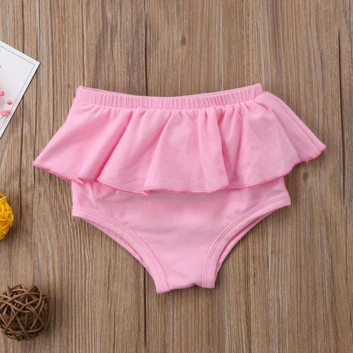 Детские шаровары для новорожденных мальчиков и девочек, штаны с оборками, шорты, трусики-шаровары для детей от 0 до 24 месяцев - Цвет: Розовый