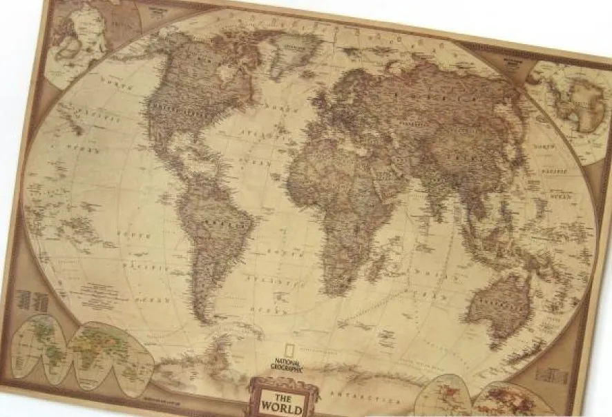 new 2014 cheap retro vintage poster world map for kids rooms free shipping | Дом и сад