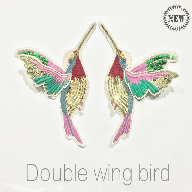 

1 Pair 3D Paillette Sequin Embroidery Birds Patch Applique Sew On Clothes Shirt Docarate Accessory Patchwork Diy ZC03