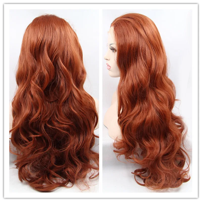 

Hot Sale Heat Resistant Synthetic Lace Front Wigs Natural Wave Auburn Brown Celebrity Lace Frontal Wig for Black women
