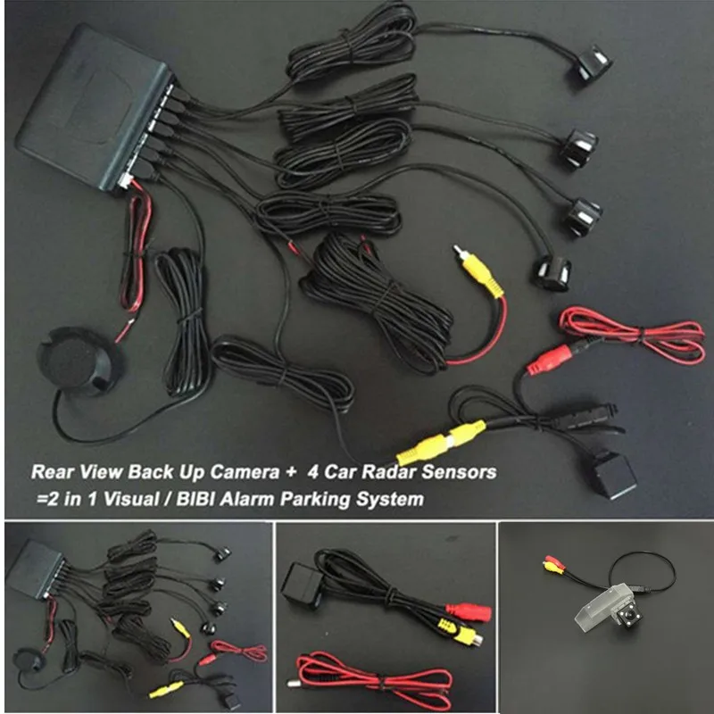 4 Sensors Buzzer No Drill Hole Saw 22mm Car Parking Sensor Kit + Car