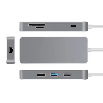 

Type C USB C Hub 7 in 1 Multiport USB 3.0 Type C to HDMI USB 3.0 RJ45 SD/TF Card Reader PD Charging Adapter Converter for Mac