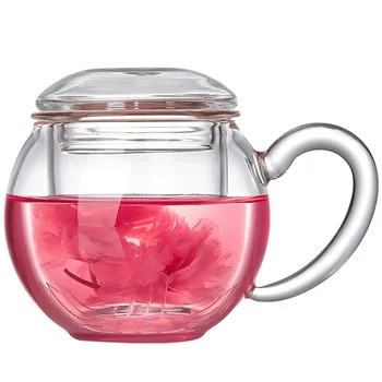 

Filtered Tea Mug Thickened Glass Filter Tea Cup Handle Cup Office Cup Set Single Layer Heat Resistant