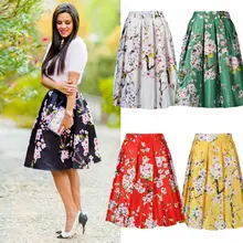 Женская юбка с цветочным принтом Sakura, эластичная, высокая талия, плиссированная, для девушек, миди, короткая юбка, плиссированная, высокая талия, юбка средней длины