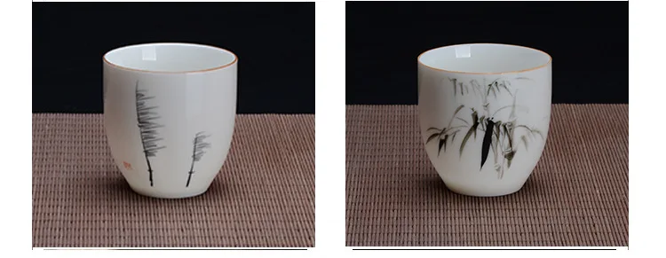 Белый фарфор Dehua ручная роспись мастер чашка нефрит фарфоровый чайный сервиз керамическая чайная чашка цветы
