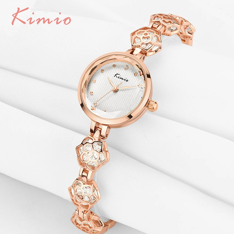 KIMIO Ladies Camellia Flower Bracelet Woman Watches 2018 Brand Luxury Quartz Watch Clock Women Dress Wrist Watches For Women