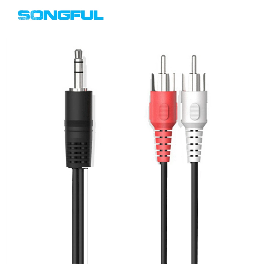 

1m Audio Cable 3.5mm TRS Jack to 2 RCA Connector Male to Male AUX Stereo Audio Conversion Cable Splitter for Amplifier Phone Car