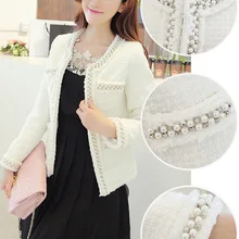 Hzy001 Для женщин ветровка твид с жемчугом ручной работы длинное шерстяное пальто/2color5size