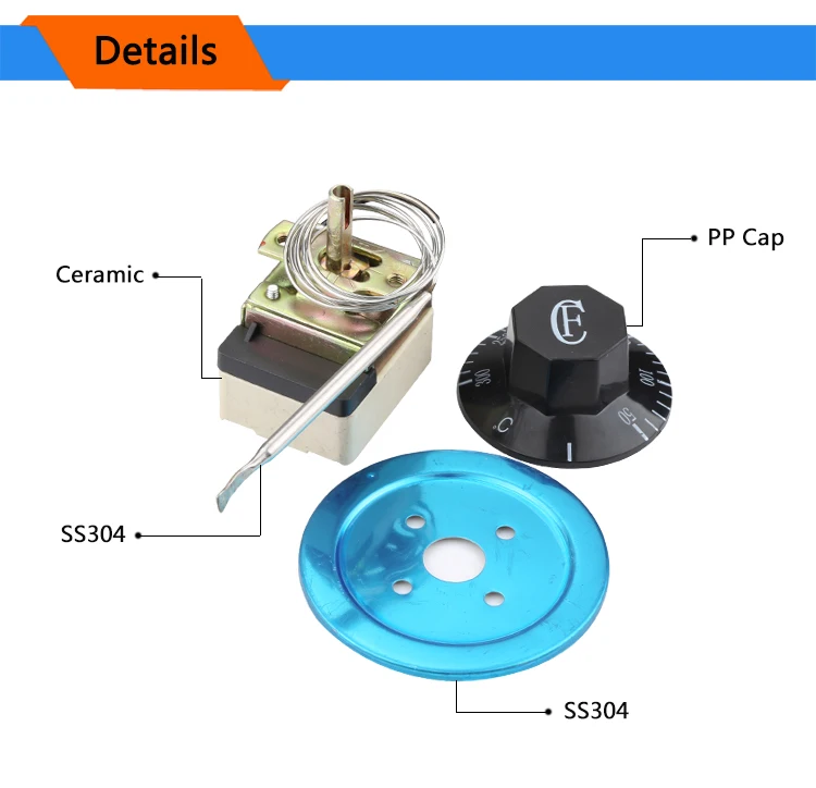 50-300 градусов NC капиллярный термостат 3pin Pinkage контроль температуры Ручка переключателя духовка термостат регулируемый