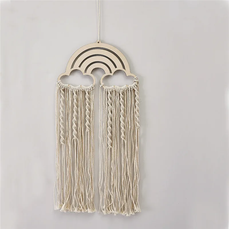 INS nórdico arcoíris borlas niños habitación decoración de la pared adornos hechos a mano macramé Bohemia artesanal decoración del hogar indio accesorios de la foto INS nórdico arcoíris borlas niños habitación decoración de la pared adornos hechos a mano macramé Bohemia artesanal decoración del hogar indio accesorios de la foto