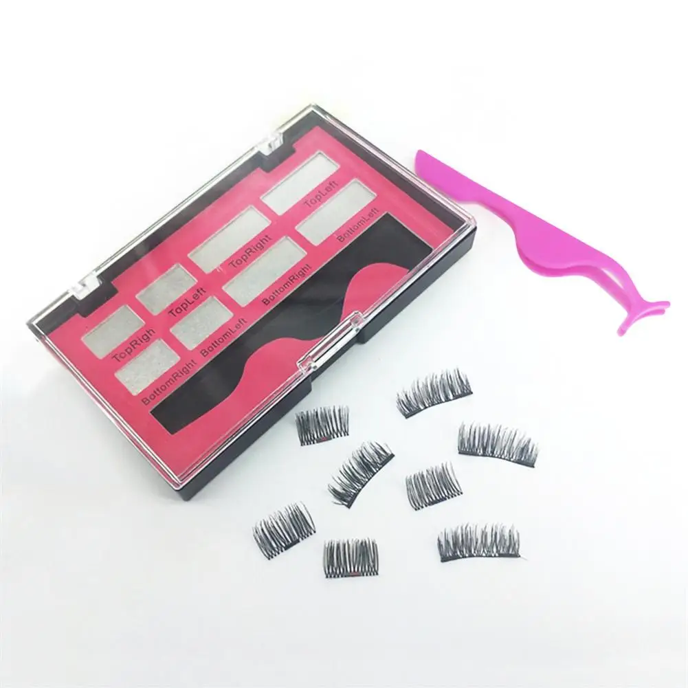 

8 pcs/2 pair Magnetic eyelashes with 3 magnets handmade 3D/6D magnet lashes natural false eyelashes comfortable with gift