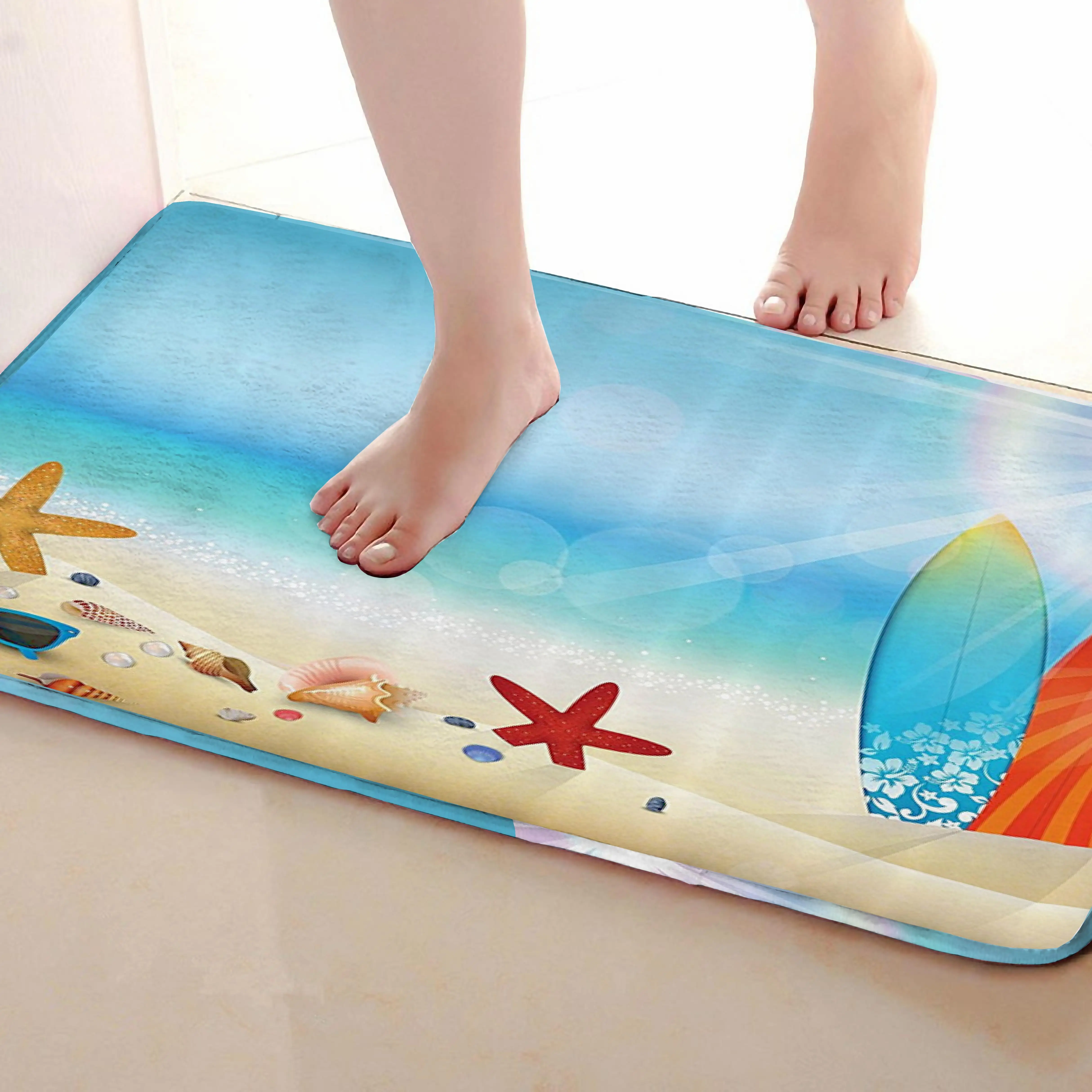 Песочный пляжный стиль Коврики для улицы, смешной Противоскользящий коврик для ванной, дверные коврики, дверные коврики под входную дверь