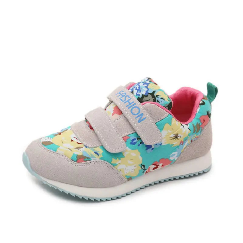 Goedkoop Qloblo kinderen Flats Herfst Ademend Meisjes Bloemen Sneakers Kind Running Kids Sportschoenen voor jongens Sneaker Maat 26 ~ 36