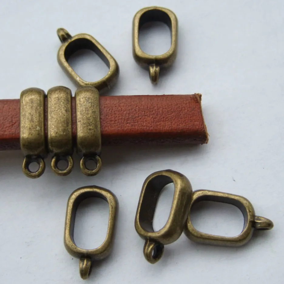 

10pcs Antique Bronze Sliders Spacer Charm Holders for 10x6mm Licorice Leather Findings