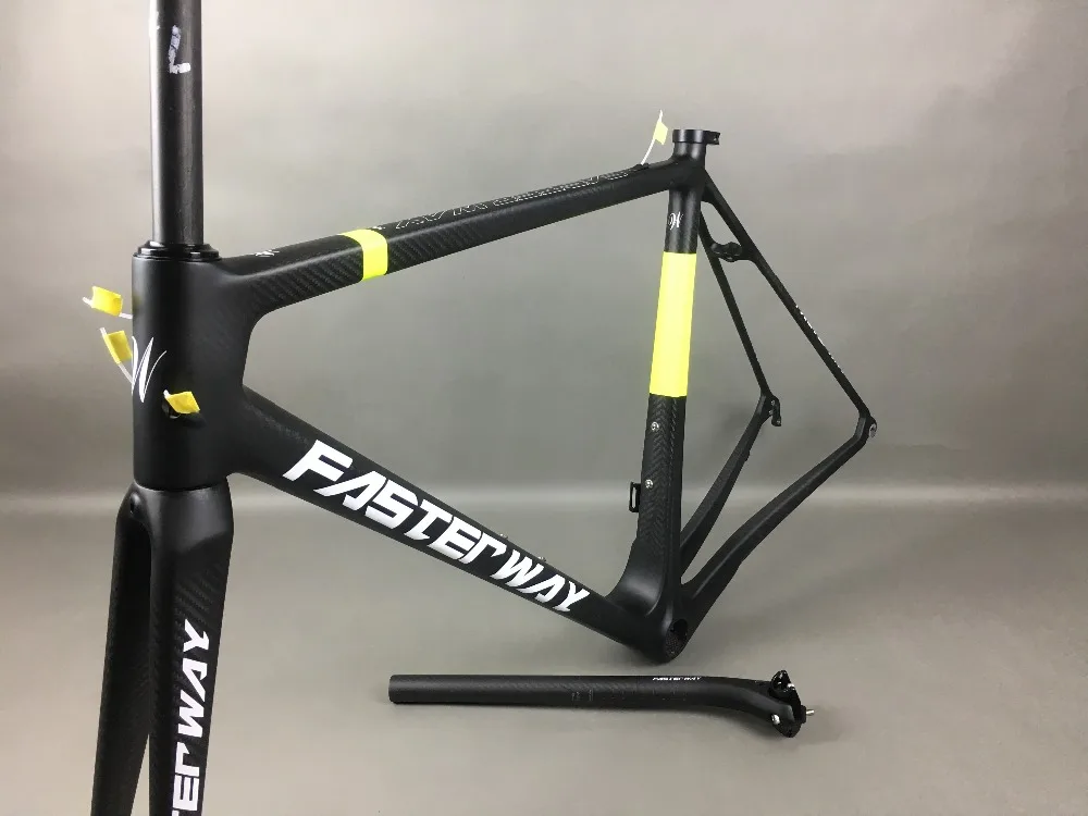 Top classic design FASTERWAY PRO full black with no logo carbon road bike frameset:carbon Frame+Seatpost+Fork+Clamp+Headset,free ems 64