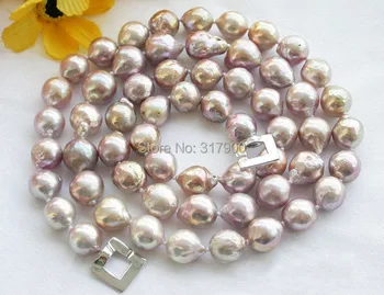 

35" 13mm lustre lavender almost round keshi reborn PEARL NECKLACE