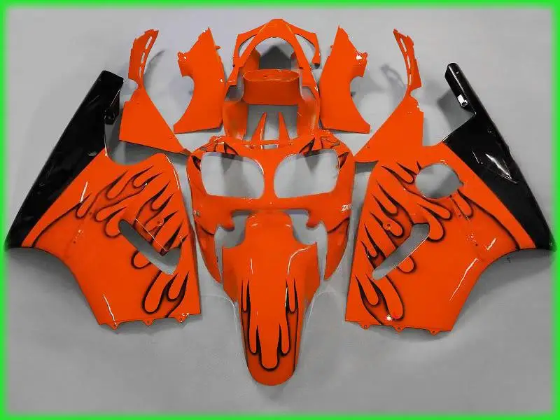 

Injection molded fairing kit for Kawasaki ZX12R 00 01 black flames red fairings set ZX12R 2000 2001(include tank cover) OT08