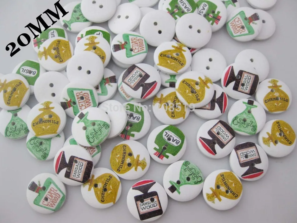 

WBNLKV Wholesale Flatback White Buttons wood 144pcs mixed colors Children garment button 20mm 2 holes sewing
