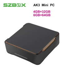 SZBOX AK3 Apollo Lake mini pc Win10 4G+32G 6G+64G Graphics500 smart tv box Dual band WIFI 2.4G/5G  media player AK3 mini