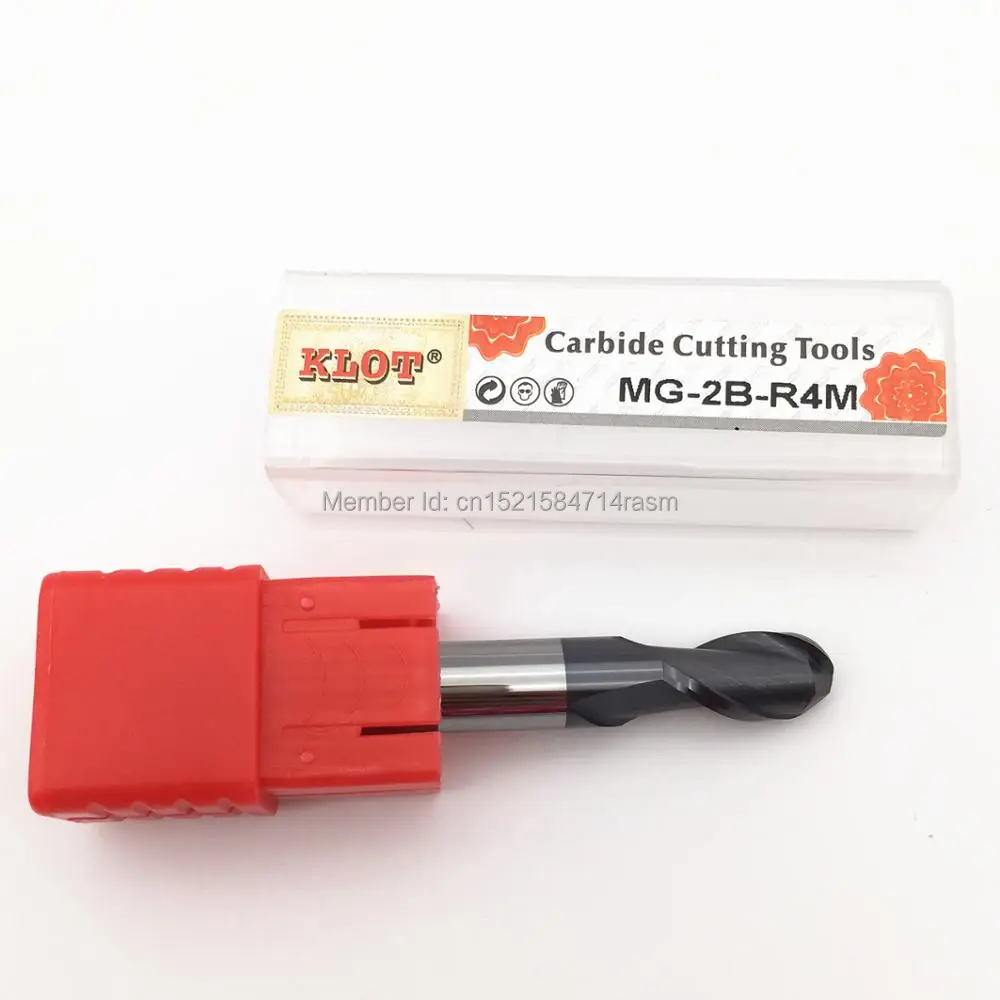 KLOT HRC55 TiCN Coated Solid Carbide Ball Nose End Mill R0.5 R0.75 R1