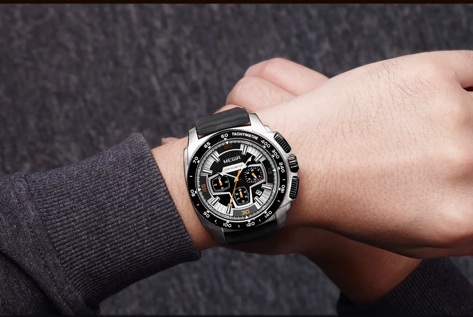 Мужские часы Топ люксовый бренд MEGIR часы Дата хронограф военные армейские спортивные мужские наручные часы с резиновым ремешком кварцевые мужские часы s