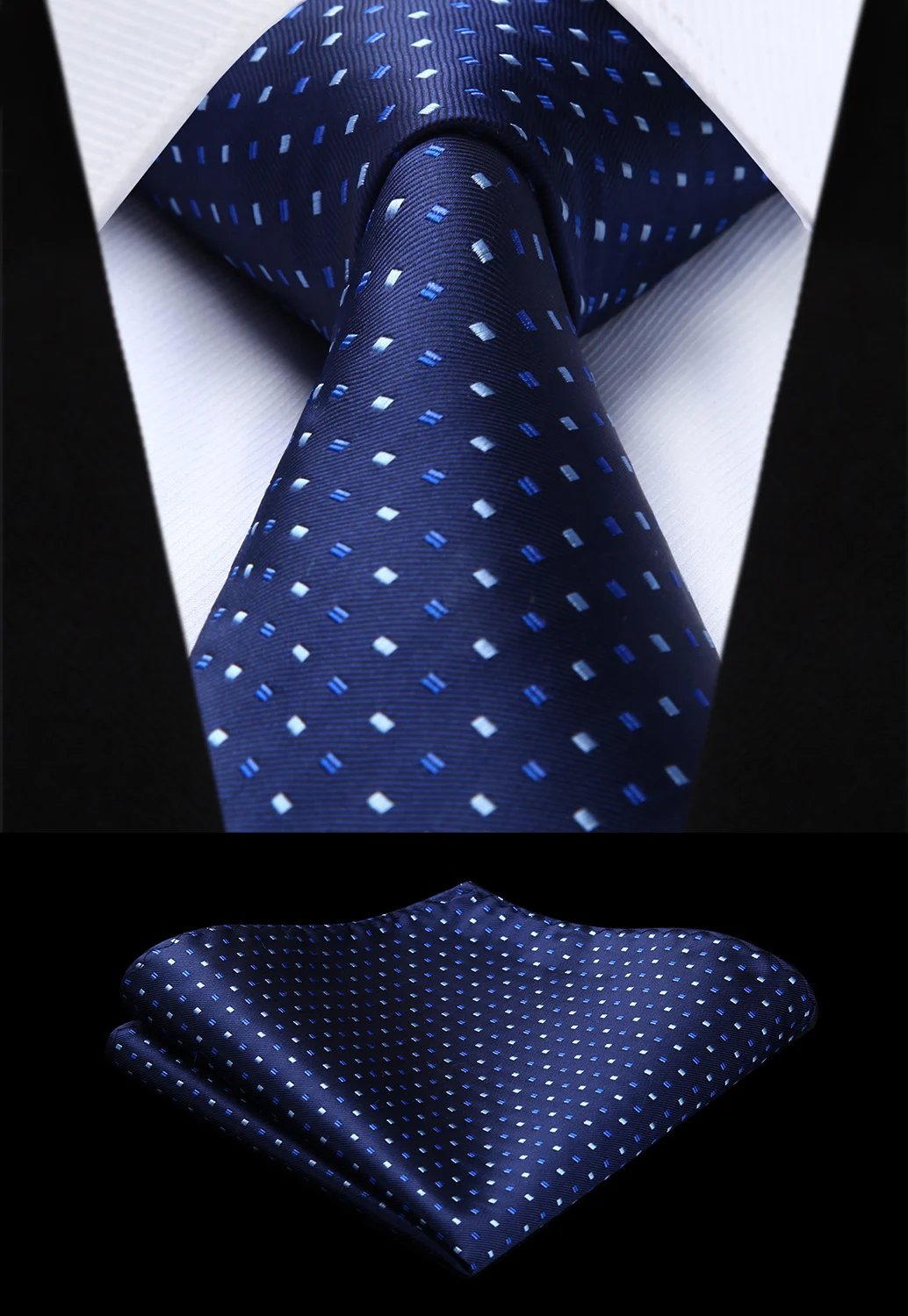 

Woven Men Navy Blue Tie Plaid & Check Necktie Handkerchief Set#TC625V8S Party Wedding Classic Fashion Pocket Square Tie