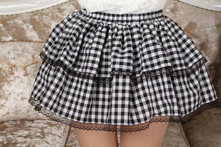Японские модные сексуальные юбки для девочек в стиле Лолиты; классическая короткая юбка в черно-белую клетку; элегантная женская юбка