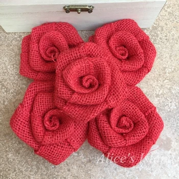 

20pcs/lot 9 colors Handmade Burlap fabric Roses Shabby Chic Flowers Natural color Rustic Wedding Decoration Crafts