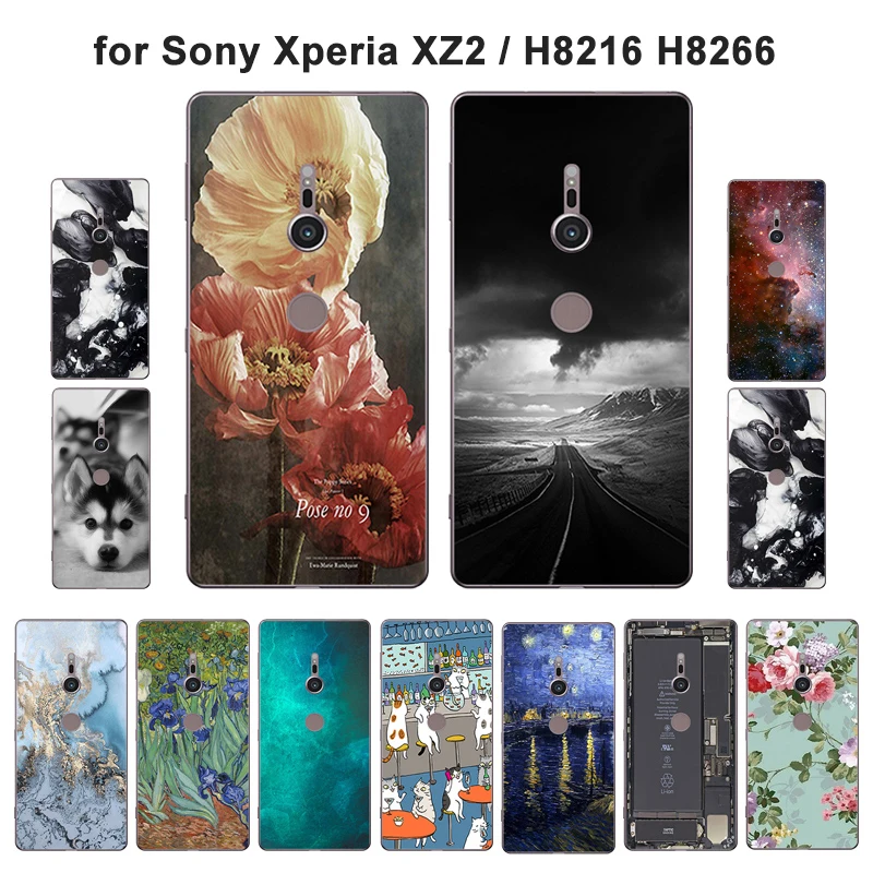 

5.7" for Sony Xperia XZ2 Silicone Phone Cases for Sony H8216 H8266 Scenery Painted TPU Cover for Sony Xperia XZ 2 H8296 Coque