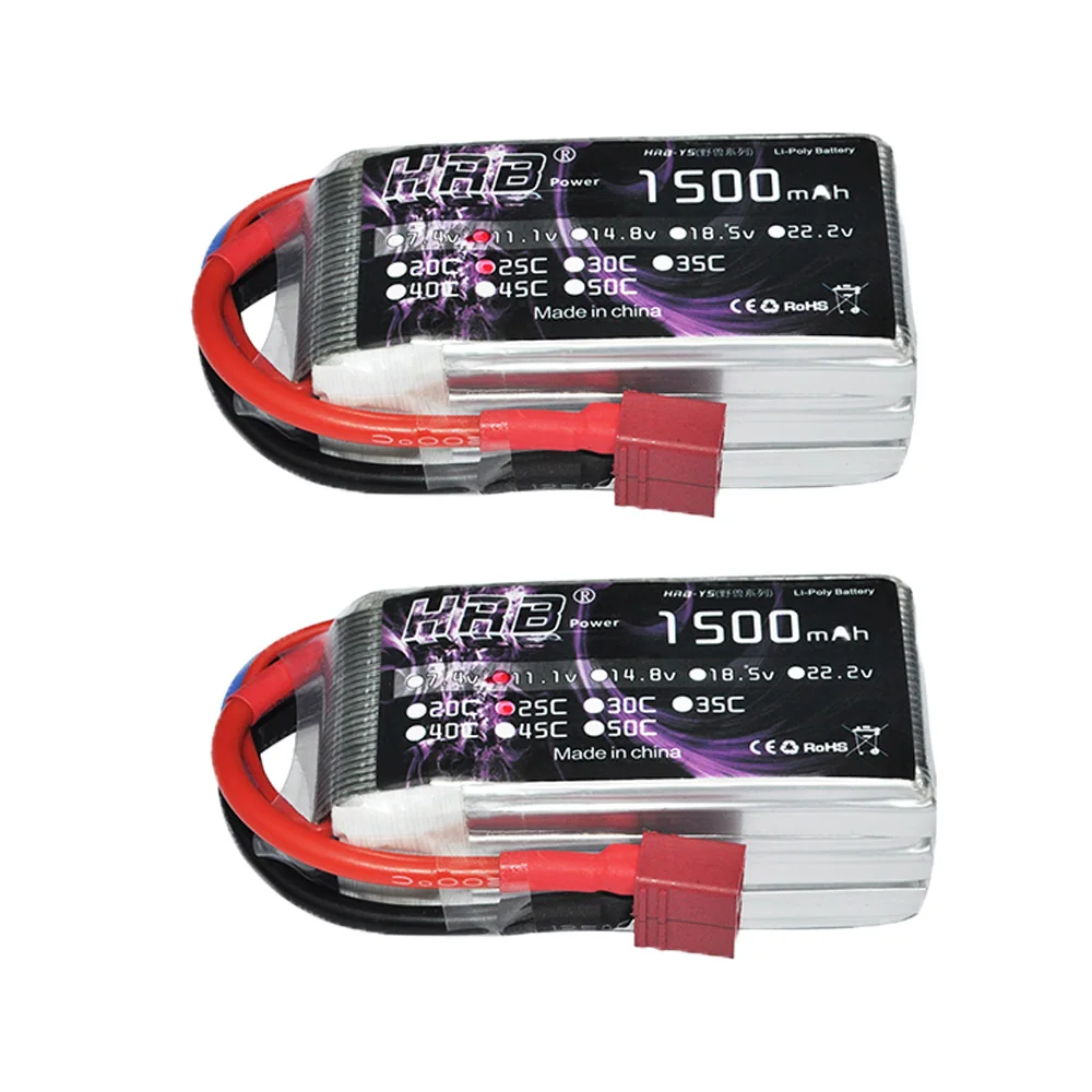 

2pcs HRB 1500mah Lipo Battery 3S 11.1V 25C Deans XT60 JST Plug For Eachine Helicopters Airplane FPV Drone RC Parts Quadrocopter