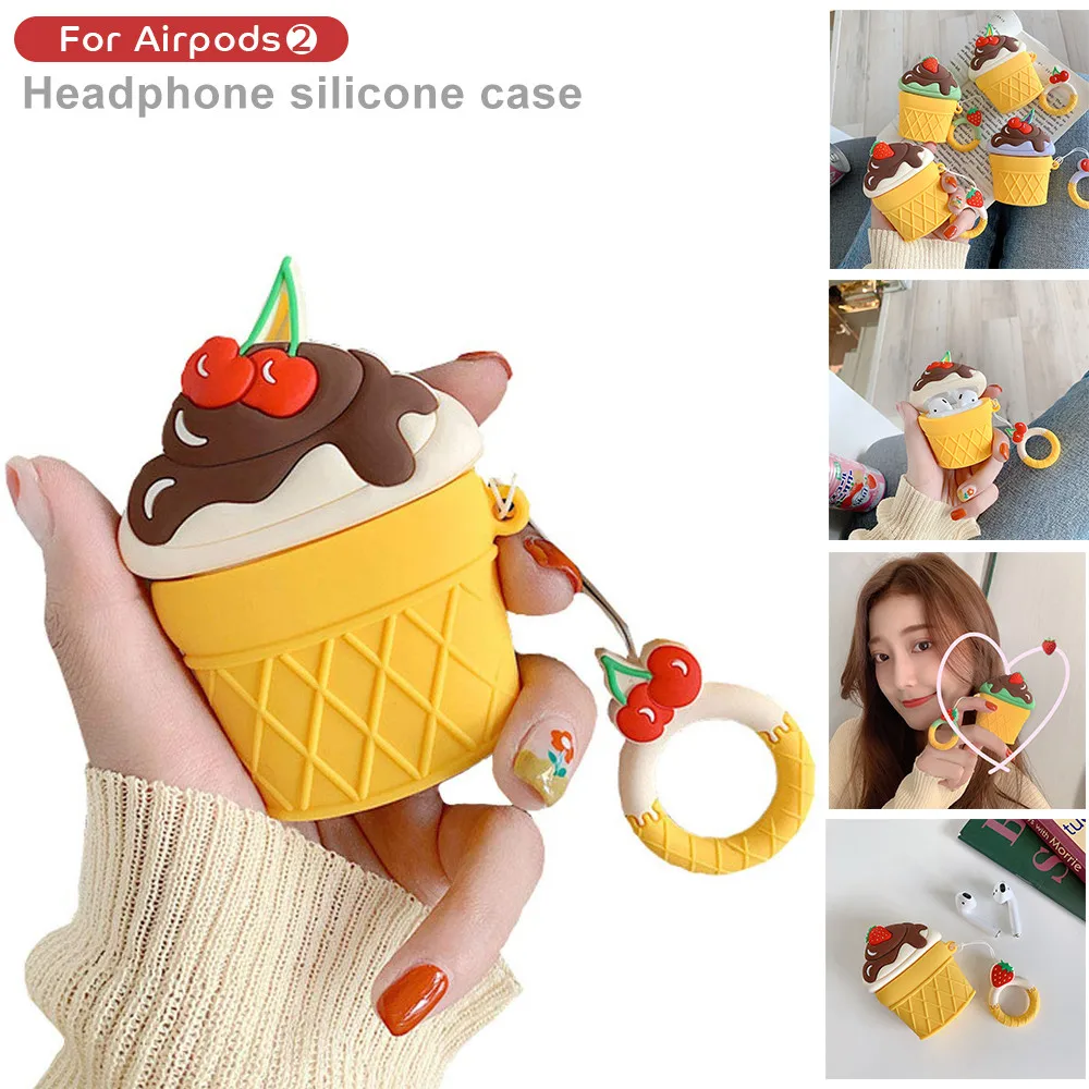 

Earphone Cover Protective Silicone Case for Apple Air-pods Cute Dog Design with Key Ring L704