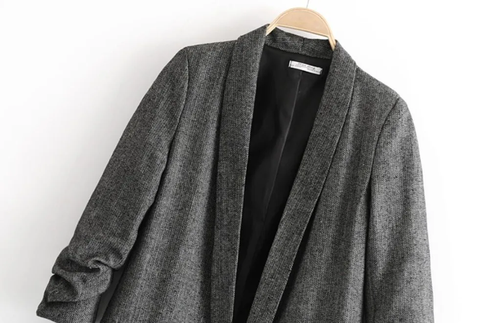 Женский пиджак Bella Philosophy, шикарный винтажный твиловый офисный пиджак с рукавом три четверти и английским воротником, может быть