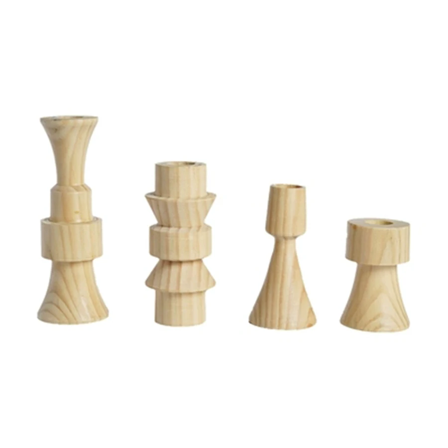 

Nordic Wooden Candlestick Wedding Pillar Modern Wooden Candle Holder Geometric Mumluk Discounts Candles Home Decoration 50ZT016
