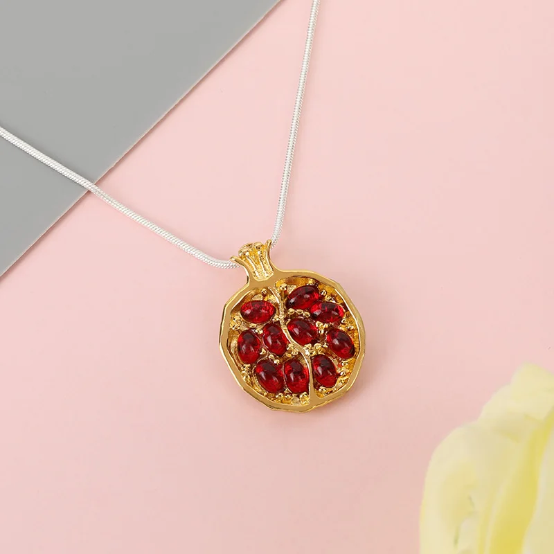 Винтажные Подвески с фруктовым гранатом, ожерелье с красным гранатом, натуральный камень, ожерелье для женщин, индивидуальное Подарочное кольцо
