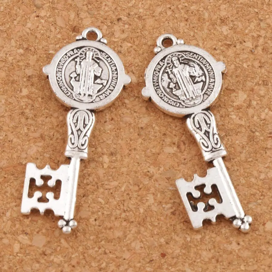 

16pcs Saint Benedict Medal Cross Cristo Redentor Key Spacer Charm Beads Pendants Jewelry DIY L1686 16.5x41mm