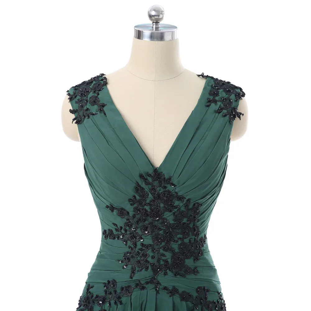 Зеленое Вечернее платье трапециевидной формы с v-образным вырезом и рукавами-крылышками, шифоновое кружевное женское длинное вечернее платье с бисером, платья для выпускного вечера, Robe De Soiree