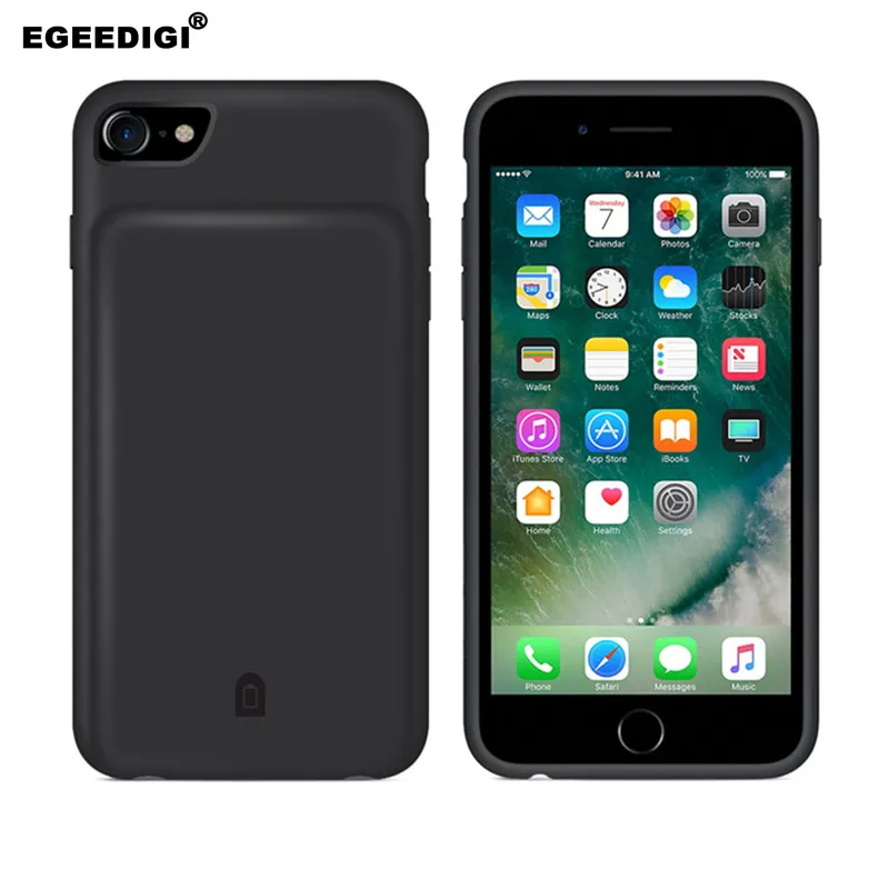 

Egeedigi 4500mAh/7000mAh Power Bank Case Silicone Bag Charging For iPhone 6 7 8 Plus External Battery Pack Battery Charger Case