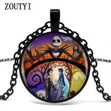 

2018/Every Christmas Pre-Christmas Nightmare Silver Pendant Necklace Long Chian Statement Women's Handmade Necklace