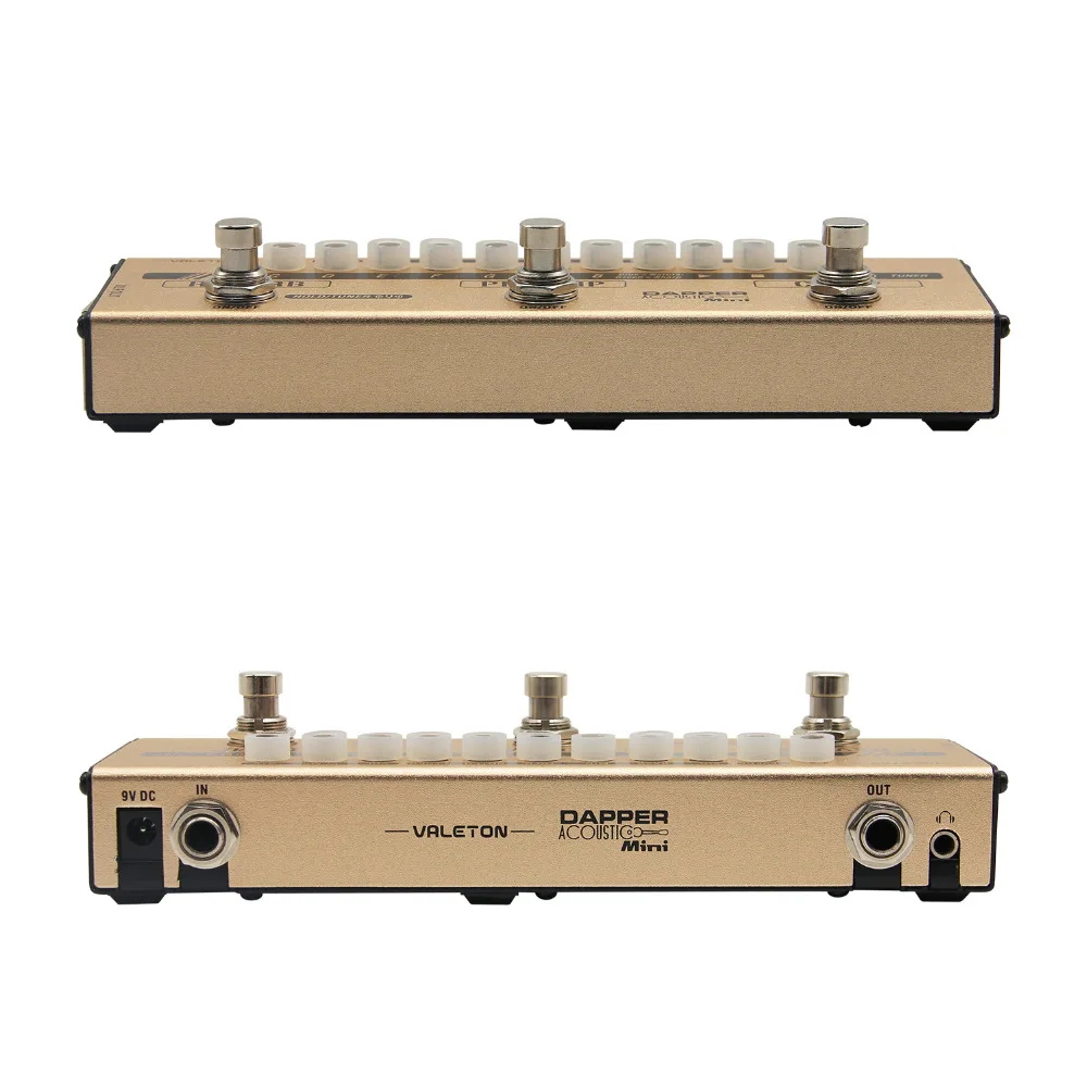 Valeton Dapper Acoustic MINI Effects Strip Tuner Comp Preamp Reveb Cab Sim Module Guitar Pedal for Acoustic Players MES-4