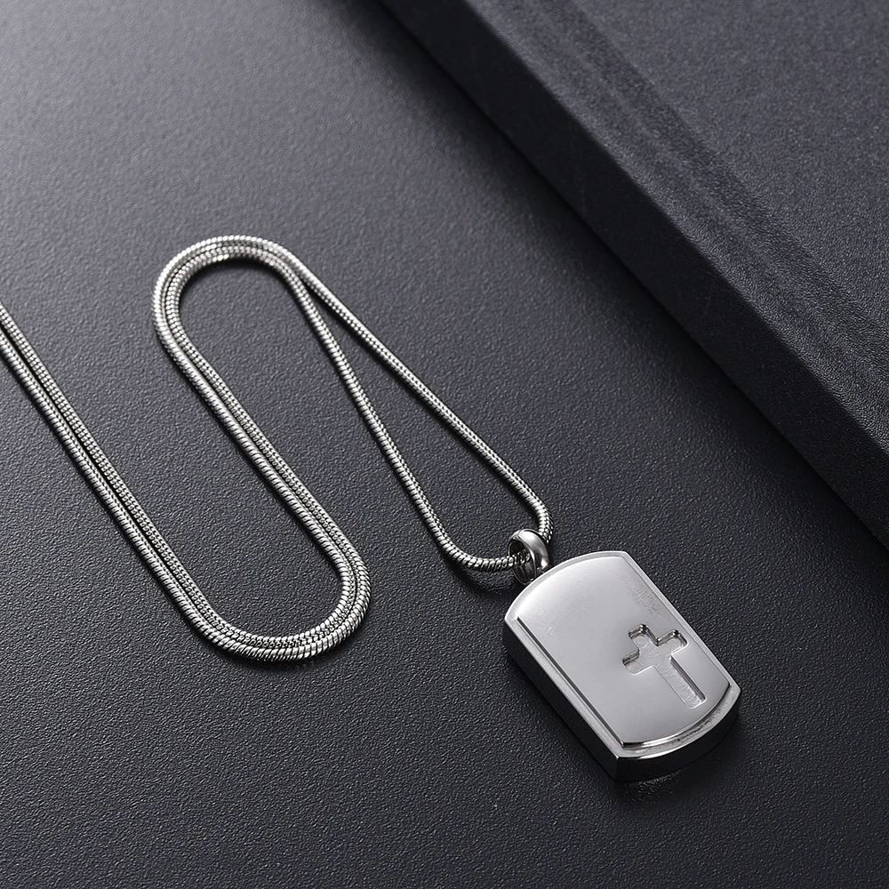 IJD10325 крест выгравированы Нержавеющая сталь Dog Tag ювелирные изделия, кулон для домашних животных/человеческих памятный кулон для праха ювелирные изделия