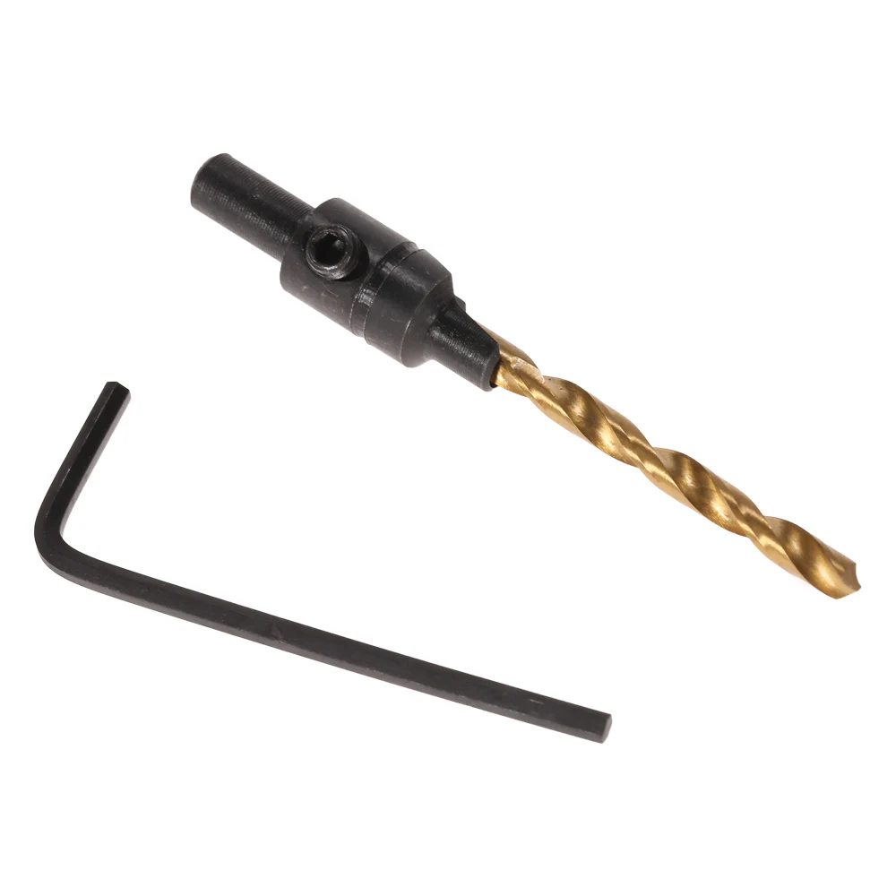 5pcs HSS Hex Shank For Woodworking Screw Carpentry Reamer Chamfer Milling Countersink Drill Cone Bit Set Quick Change