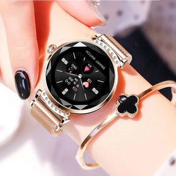 

Fashion H2 Smart Wristband Women 3D Diamond Glass Heart Rate Blood Pressure Sleep Monitor Waterproof Smart Watch