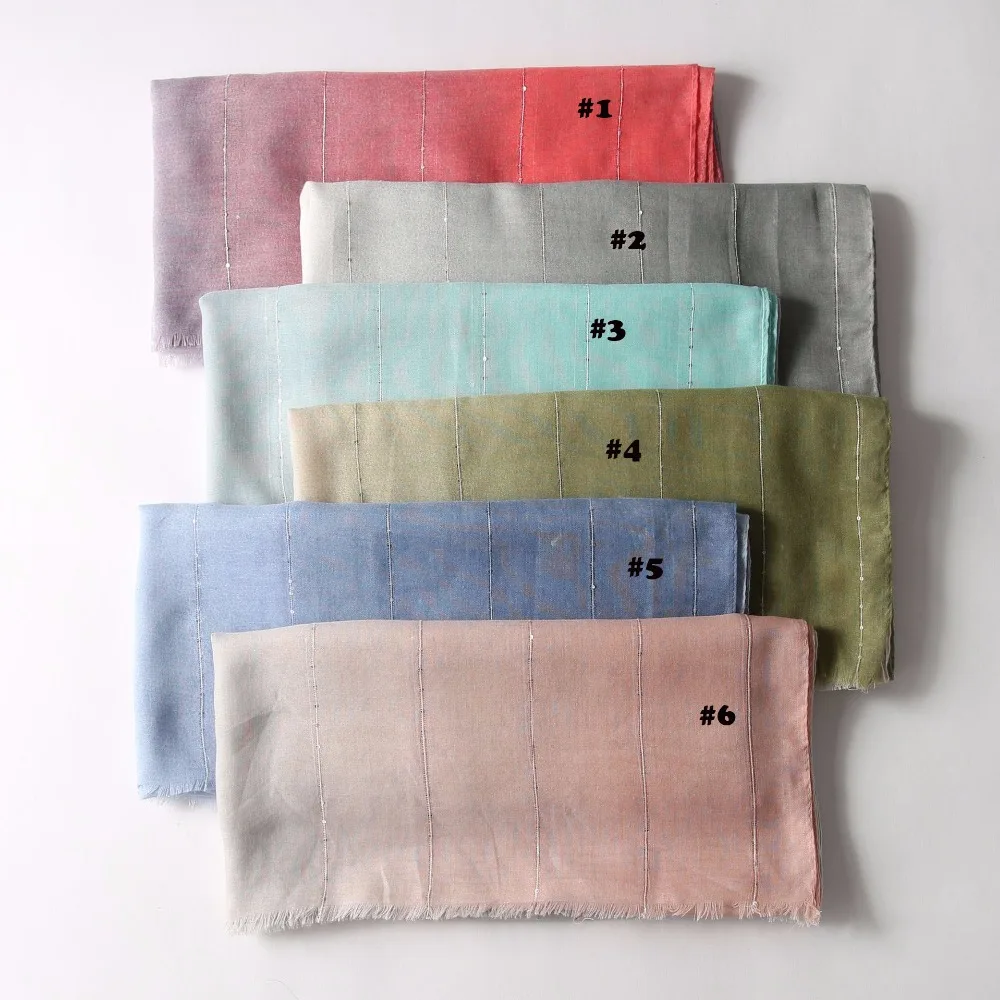 

2018 Newest Women Ombre Pattern Cotton Sequins Scarf Frayed Scarf 6Colors 10PCS/LOT