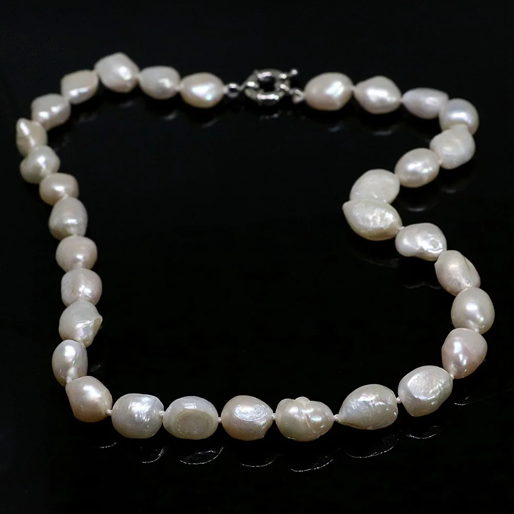 Elegant white cultured freshwater irregular natural pearl beads 12-14mm beautiful women wedding party necklace 18inch B1456