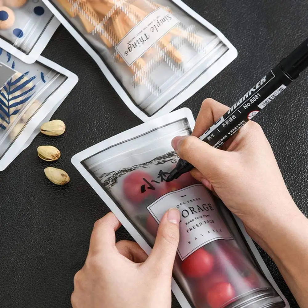 4pcs 100ml Portable Travel Accessories Kitchen Snack Sealing Storage Bags Reusable Refrigerator Fresh Fruit Meat Ziplock Bags